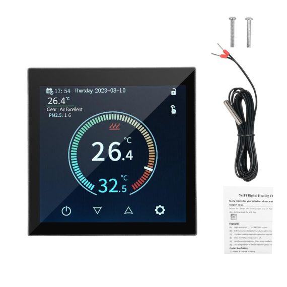 Temperature Control |  HYT001 WIFI Smart Heating Thermostat Digital Temperature Controller Mobile Phone APP Control Touchscreen LCD Display Weekly Programmable Thermostat Anti-freeze for Home School Office Hotel Smart Life APP Control Home Electric Appliances Temperature Control