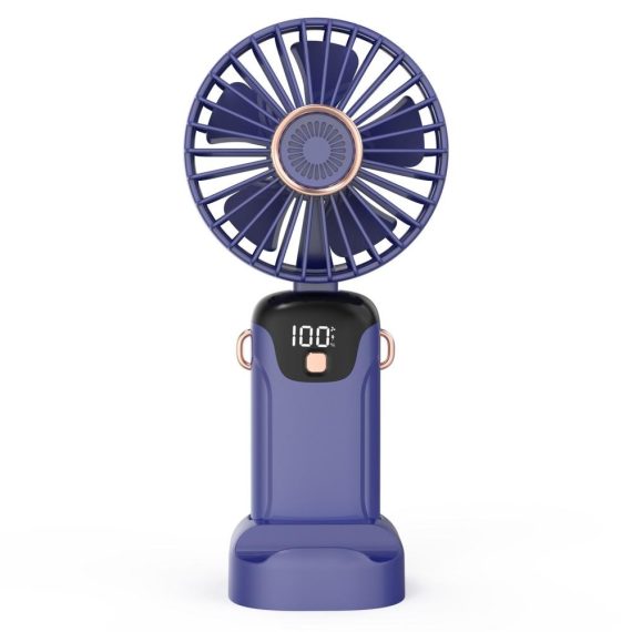 Temperature Control |  Portable Mini Handheld Electric Fan with LED Sceen Battery Display Foldable Handle Detachable Cover Home Electric Appliances Blue/ White/ Pink