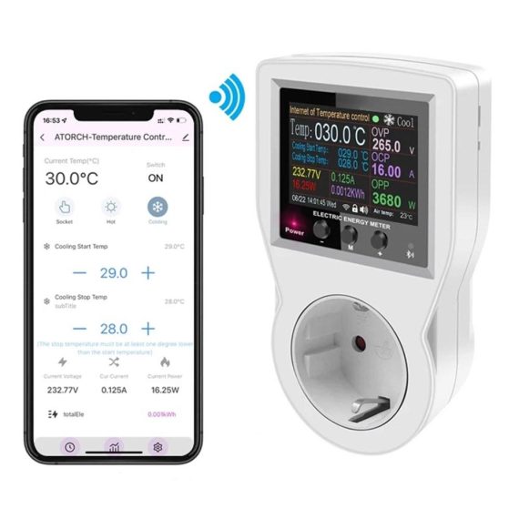 Temperature Control |  Smart Backlit Digital Temperature Controller LCD Screen APP Control Auto Heating Cooling Power-off Programmable Smart Wi-Fi Thermostats Timer with Sensor Probe for Home Reptile Incubator Greenhouse Home Electric Appliances Temperature Control