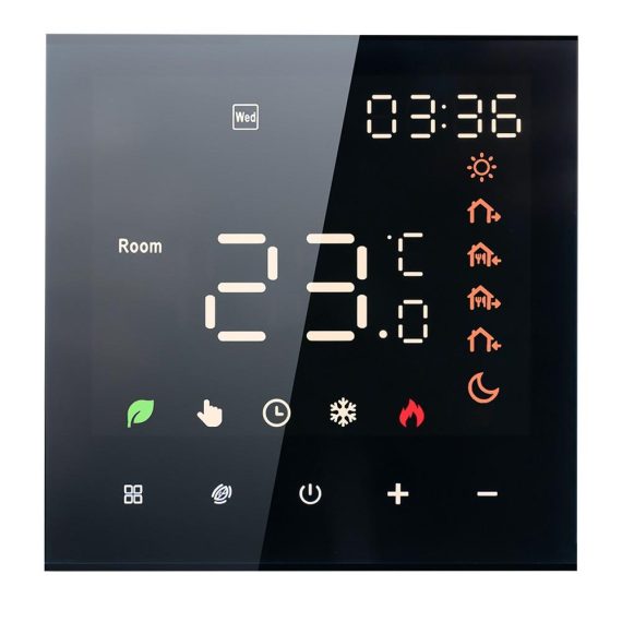 Temperature Control |  Smart Thermostat 16A Digital Programmable LCD Display Touchscreen Underfloor Heating Temperature Controller Digital Intelligent Wall Thermostat for Electric Heating Home Electric Appliances Black/ White