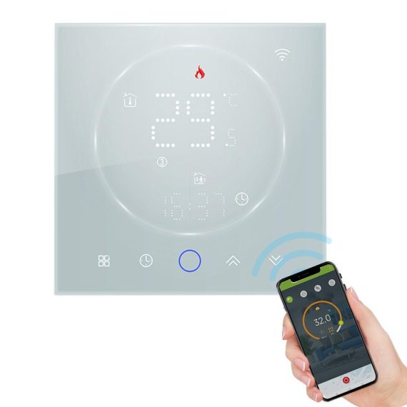 Temperature Control |  Smart Tuya WiFi Thermostat Voice Control 16A Digital Programmable LED Display Underfloor Heating Temperature Controller Digital Intelligent Wall Thermostat for Electric Heating Compatible with Tmall Genie Amazon Echo Google Home Home Electric Appliances Temperature Control