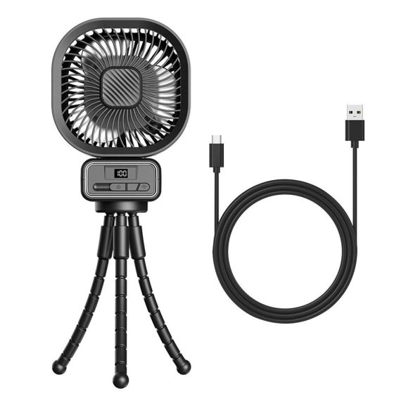 Temperature Control |  Stroller Fan with Flexible Tripod Clip LED Display Clip Fan 5000mAh Battery Operated 3 Speeds Adjustable Handheld Desk Cooling Fan Home Electric Appliances Black/ White