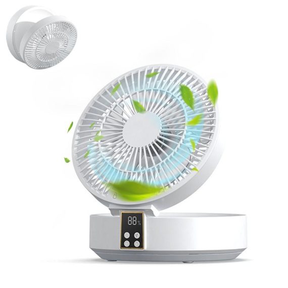 Temperature Control |  Table Fan Wall-mounted Fan Auto Oscillation Rechargeable Battery Portable Folding Fan Silent Remote Control 3-speed Air Circulator Fanwith Warm Atmosphere Light  for Home Office Bedroom Dorm Travel Camping Home Electric Appliances Temperature Control