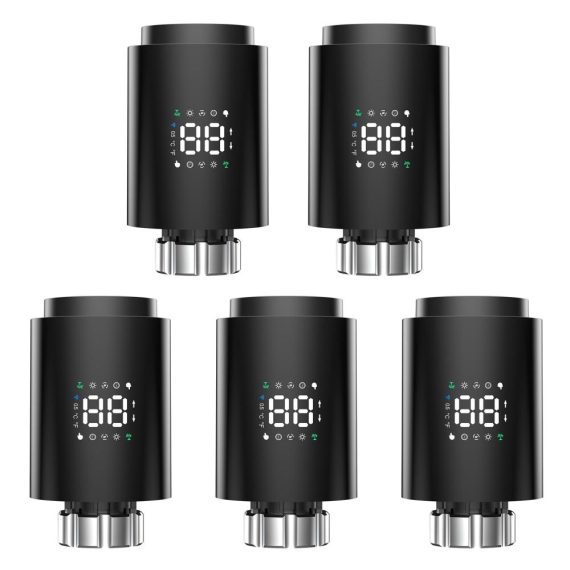 Temperature Control |  Thermostatic Radiator Valve Smart Radiator Valve-  5 Pack Home Electric Appliances Black/ White