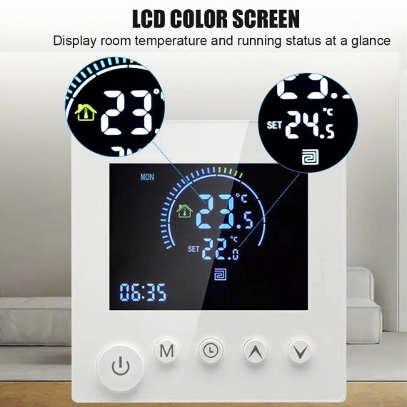 Temperature Control |  Tuya Smart WiFi Wall Thermostat Programmable Remote Control NTC Sensor LCD Display Touch Button Electric Heating Warm Floor Underfloor Digital Thermoregulator Temperature Controller for Home Room Home Electric Appliances Temperature Control