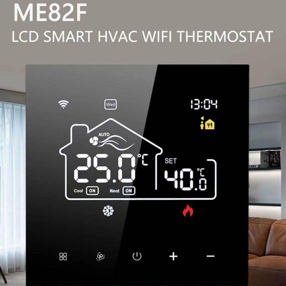 Temperature Control |  Tuya WiFi Indoor Central Air Conditioning Thermostat Floor Heating All-in-One Temperature Regulator Digital Display Intelligent Thermostat Mobilephone APP Control Compatible with Alexa and Google Assistant for Voice Control Home Electric Appliances Black/ White