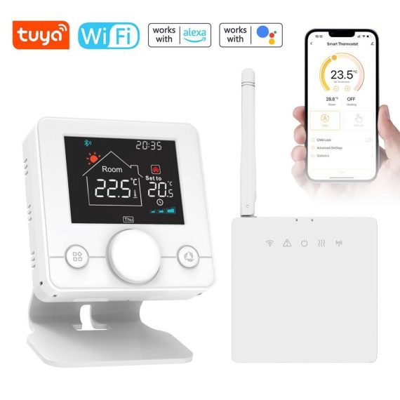 Temperature Control |  Tuya WiFi Intelligent Thermostat Weekly Programming Child Lock Temperature Controller for Wall-hung Boiler Compatible with Alexa and Google Assistant for Voice Control Home Electric Appliances Temperature Control