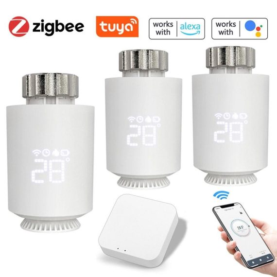 Temperature Control |  Tuya Zigbee Thermostatic Radiator Valves Intelligent Temperature Controller + Tuya ZigBee3.0 Wireless Intelligent Home Gate-way Compatible with Alexa Google Home Home Electric Appliances Temperature Control