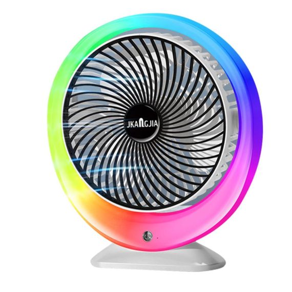 Temperature Control |  USB Charging Colorful LED Desk Fan with Gradient Ambient Light Home Electric Appliances Gold/ Silver/ Black