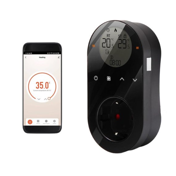 Temperature Control |  WiFi Digital Thermostat Outlet Plug 16A Outlet Tuya App Voice Control Socket Temperature Controller 5+1+1 Six Periods & Heating and Cooling Mode Home Electric Appliances Temperature Control