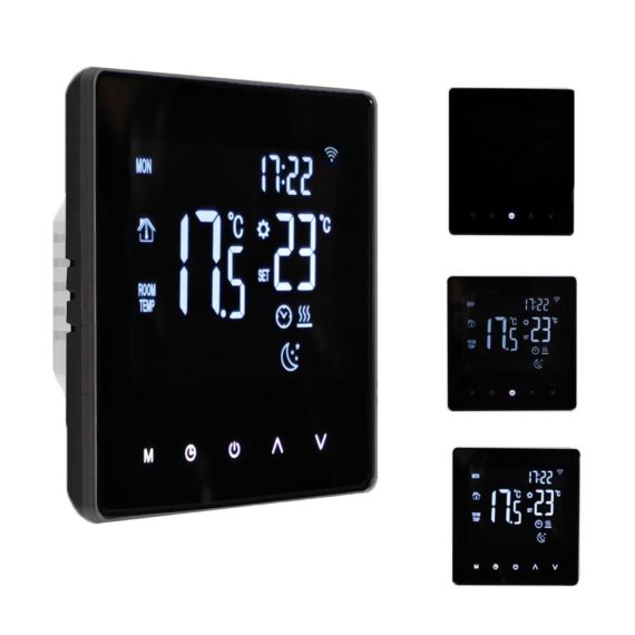 Temperature Control |  WiFi Smart Thermostat Temperature Controller for Water Heating LCD Display Touch Screen Week Programmable App Control Underfloor Heating Thermostats for Home Office School Hotel Home Electric Appliances Black/ White