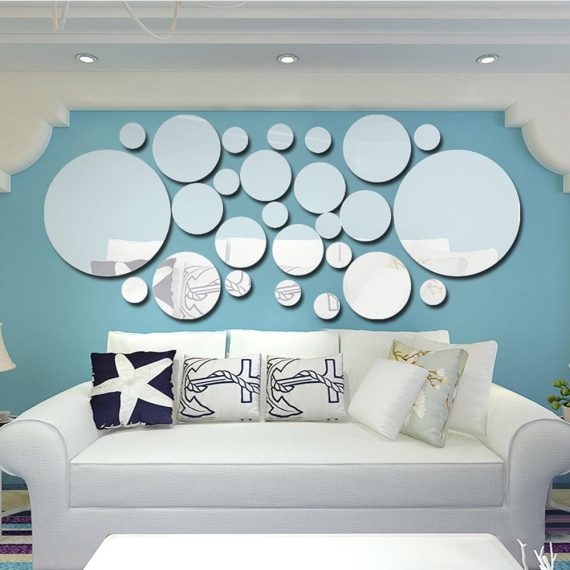 Wall Decoration |  26pcs/set Acrylic Polka Dot Wall Mirror Stickers Room Bedroom Kitchen Bathroom Stick Decal Home Party Decoration Decor Art Mural Stickers DIY Decals Art Decal Room Decoration Home Decor Golden / Silvery