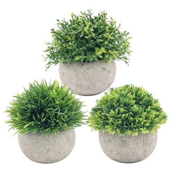 Wall Decoration |  3 Pack Mini Artificial Plants Fake Green Grass Pot Home Decor Wall Decoration