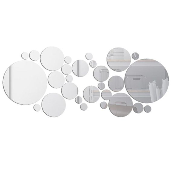 Wall Decoration |  30PCS Mirror Wall Decals Home Decor Silver