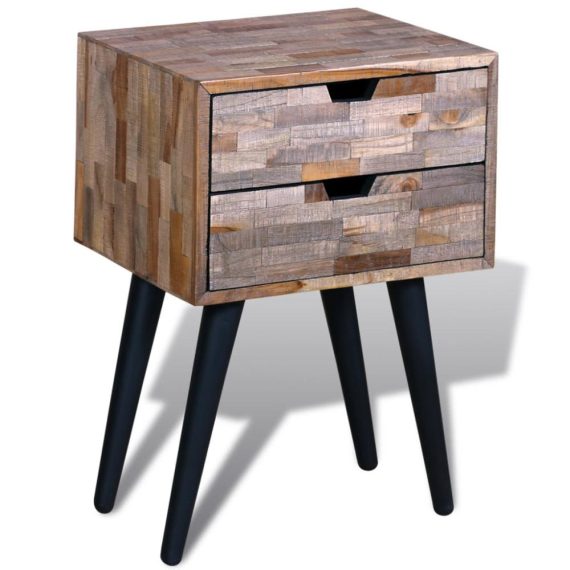 Work Space Furniture |  Bedside Cabinet with 2 Drawers Reclaimed Teak Home Furniture Work Space Furniture