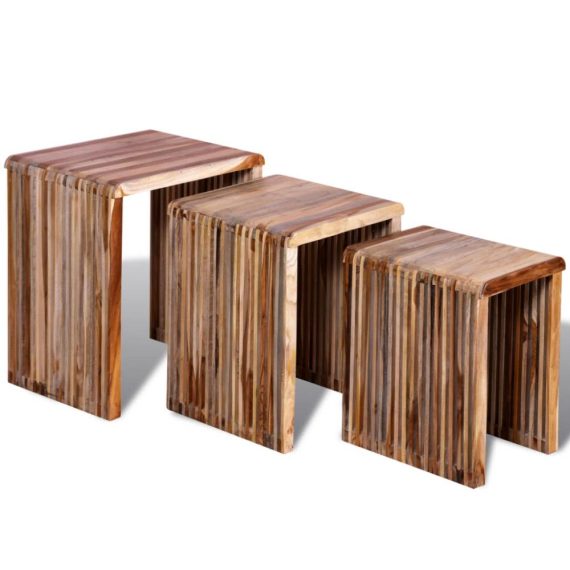 Work Space Furniture |  Nesting Tables Reclaimed Teak Set of 3 Home Furniture Work Space Furniture