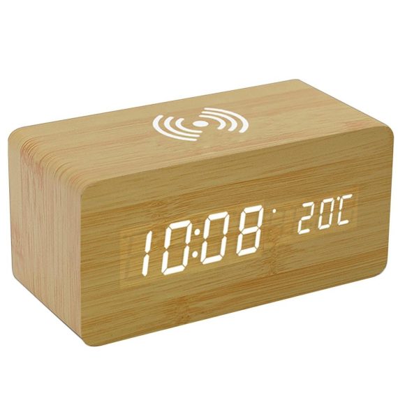 Other Electric Appliances |  Wooden Digital Alarm Clock with Wireless Charging Home Electric Appliances Other Electric Appliances