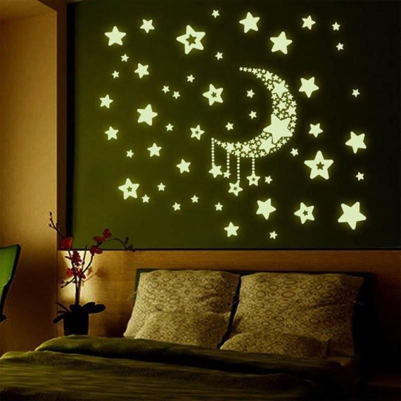 Wall Decoration |  Moon Stars DIY Glow in The Dark Luminous Stickers Home Decor Green