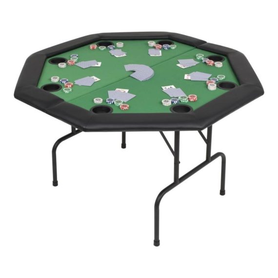 Living Room Furniture |  8-Player Folding Poker Table 2 Fold Octagonal Green Home Furniture Green And Black